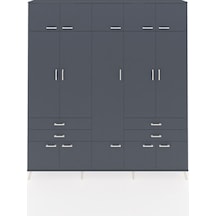 Arges Dolap 11 Raflı 4 Çekmeceli 2 Askılı 220x30x243 Antrasit-antrasit/antrasit Antrasıt/antrasıt