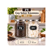 2 Li Metal Vakum Kapaklı Cam 800 Cc Çay Şeker Saklama Kavanozu Saklama Kabı Kavanoz Gri Gri