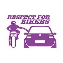 Respect For Bikers Araba Sticker 17x17 Cm Mor