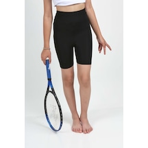 Erdem Kıds Kız Çocuk Yüksek Bel, Biker, Casual, Koşu, Yürüyüş, Spor, Atletik, Egzersiz, Fittness, Kısa Tayt Siyah Siyah