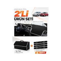 Renault Megane 2 Küçük Ekranlı 2002-2009 Uyumlu Torpido Örtüsü + Tay Tüyü Çanta Seti - Siyah Gri