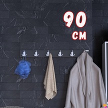 Modilayn Arı Serisi 18 Kancalı Banyo Askısı - 6'lı Set 86,4x9,6 Cm Ekstra Düzen Ve Yer Tasarrufu Antrasit - Beyaz