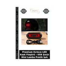 Premium Kırmızı Led Kask Flaşörü - Usb Şarjlı Mini Lamba Pratik Işık
