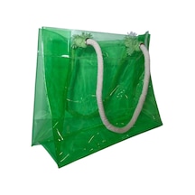 Rm Promosyon R&m Promosyon Su Geçirmez Şeffaf Pvc Kadın Plaj Ve Omuz Çantası - Kalın Halat Saplı Deluxe Plaj Çantası Yeşil Yeşil