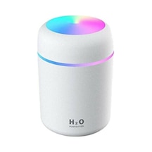 Humidifier Hava Nemlendirici USB Buhar Makinesi Işıklı Oda Araç Aroma Difüzörü H2O - Beyaz