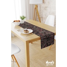 Hitit Figür Desenli Baskılı Süet Runner Masa Örtüsü