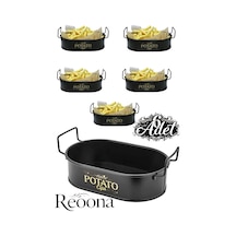 Potato Mini Oval Patates & Cips Sunumluk 21 Cm 6 Adet Siyah Siyah