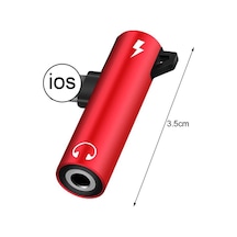 Kırmızı 2 İn 1 Metal Alaşım 3.5mm Jack Kulaklık Şarj Kablosu Konektörü İphone 12 Mini 11 Pro Max X Xr Xs Max 8 Uyumlu