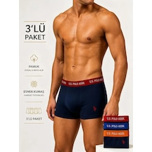 U.S. Polo Assn. 3'lü Pamuklu Erkek Boxer Siyah
