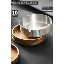 10 Lu Set Küllük 10 Cm Paslanmaz Çelik Kül Tablası Sigara Küllüğü
