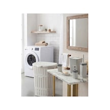 6 Parça Modern Banyo Seti Ve Dekoratif Kapaklı Modern Dekoratif Düzenleyici Ve 65 Lt Çamaşır Sepeti" Beyaz - 900332328 Beyaz