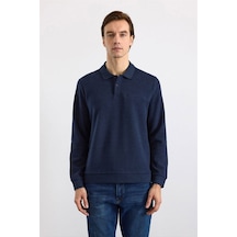 Süvari Lacivert Regular Düz Polo Yaka Sweatshirt Ssw2013700002-m09 Süvari Lacivert Regular Düz Polo Yaka Sweatshirt Ssw2013700002-m09
