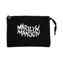 Marilyn Manson Iconic Text Siyah Clutch Cüzdan / El Çantası Siyah