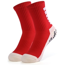 Erkek Kaymaz Futbol Çorapları Spor Futbol Yüksek Tüp Çorapları Kırmızı