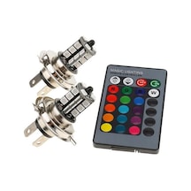 Dianziye H4 Tipi Rgb Led Fari Seti - 27smd Işıklı, Kumandalı Ve Çarpıcı Renkli, 2 Adet Fari + Kumanda Dahil