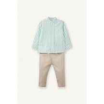 Defacto Erkek Bebek Poplin 2li Takım Çizgili Gömlek Pantolon G7103a526spgn391 Yeşil-gn391