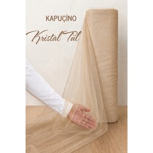 Azra Kına Kapuçino Süsleme Tülü, 1 Metre, Nişan Tülü Bohça Tülü, Gelin Damat Düğün Konvoy Kapı Valiz Süsleme, Kristal Tül, Hediye Süsü, 100 Cm