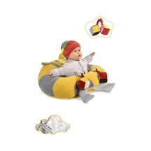 Oyuncaklı Bebek Oturma Destek Minderi - Devrilmez Bebek Koltuğu - Büyük Bebek Oturağı Sarı Gri