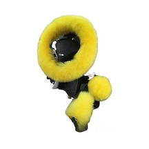 Vkemall Kışlık Sarı Saçaklı Tam Kuru Koyun Derisi Direksiyon Kılıfı - Yumuşak, Konforlu Ve Isınır - 36-38cm Evrensel Uyumlu