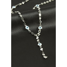 Zenviac456 Nazar Mineli Y Kolye Zenviac45678 Gümüş Rengi