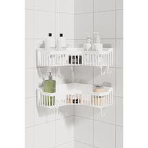 Home Banyor Köşe Yapışkanlı Banyo Rafı, 2'li Banyo Düzenleyici, Duvar Duş Rafı Bany Organizer Şampuanlık Siyah