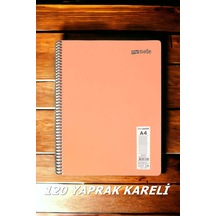 Kareli 120 Yaprak Pastel Renk Telli Defter Beyaz Sayfalı 60 Gr Kağıt Plastik Kapak Pembe