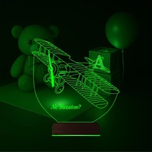 Luvivia Pırpır Uçak Pilot Kişiye Özel 3d Lamba - Masa Gece Lambası V2 Şeffaf