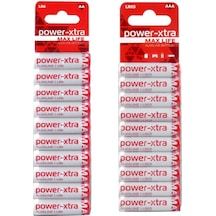 Power-xtra Aa Alkalin Kalem Pil 10'lu Aaa Alkalin İnce Pil 10'lu Paket 20 Adet