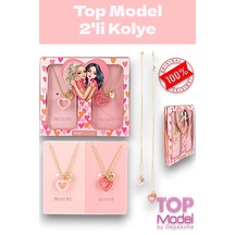 Top Model 2'li Kolye Takı Seti Pembe