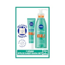 NIVEA Derma Skin Clear Sivilce Karşıtı Yüz Temizleme Jeli 150 ML + Gece Arındırıcı Krem 40 ML + Çanta