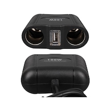 12-24v Usb Girişli 100w 70cm Kablolu 2'li Araç Çakmak Çoklayıcı