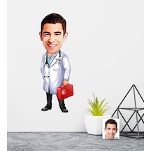 Kişiye Özel Bay Doktor Karikatürlü Duvar Sticker 50X70CM 5