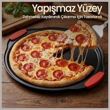 33 Cm Delikli Pizza Tepsisi - Yapışmaz Seramik Kaplama, Döküm Alüminyum Yuvarlak Fırın Tepsisi - Çıtır Tabanlı Profesyonel Pizza Kalıbı Pfoa/ptfe İçermez