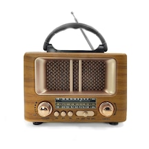 Go İthalat Küçük Mini Boy Retro Ahşap Tasarım Bluetooth Hoparlörlü Radyo Fm/am Destekli, Şarjlı Ve