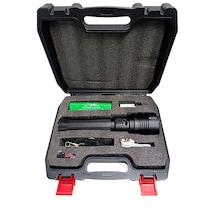 8000 Lümen 12 Saat Kesintisiz Aydınlatma Gold Silver Gs-14600 80w Şarjlı Alüminyum Lazer Fener - 18000 Mah Çantalı Set Siyah