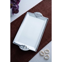 Arven Dikdörtgen Silver Sunum Tepsi - 45 Cm Beyaz - Silver