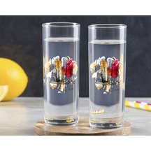 Kişiye Özel Renkli Baskılı Newyork Tasarımlı İkili Vodka Bardağı-1 Sarı