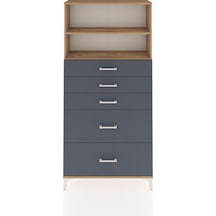 Arges Dolap 2 Raflı 5 Çekmeceli 88x30x182 Çam-antrasit Atlas Çam