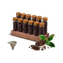 12 Adet Tek Doz Kahve Çekirdeği Depolama Tüpleri Borosilikat Kahverengi Kahverengi