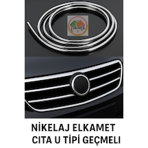 Audi A7 Uyumlu Nikelaj U Tipi Nikelaj Çıta Kapı & Panjur İçin Krom Detay 15 Metre