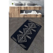 Lau Siyah Banyo Halısı Djt 70x120 cm Banyo Halısı Paspas Yıkanabilir Kaymaz