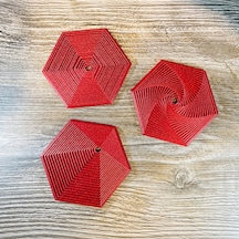 Bezos 3d Baskı Super Fidget Coaster Seti - Altıgen Desenli Bardak Altlığı Ve Tutucu-kırmızı Bezos1