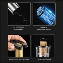 Moly 4'ü 1 Arada Elektrikli Şarap Açma Seti, Gümüş, Şarap Havalandırıcı Ve Vakum Tıpa Gümüş