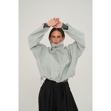 Mai Collection Liora Düğmeli Bomber Buz Mavi Ceket
