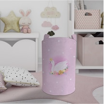 Mekta Home Bebek Ve Çocuk Odası Pembe Kuğu Desenli Oyuncak Sepeti Renkli Çok Renkli