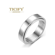 Gümüş Dönen Dinamik Titanyum Çelik Yüzük Yüzük Kadın Minimalist Yüzük Yüzük 10 Gümüş