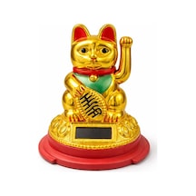 1 Adet Güneş Enerjili Pati Salayan Şans Kedisi Solar Dekor Figür Plastik Maneki Neko Lucky Cat