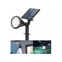 Forlife Beyaz 18 Led Spot Güneş Enerjili Bahçe Aydınlatma Lambası, Fotoselli, Spike Aplik, 18w