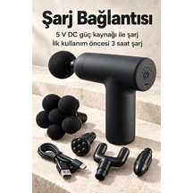 El Tipi Masaj Tabancası Top Başlıklı Siyah Gövde