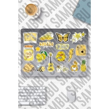 Yellow Aesthetic Temalı Sticker Etiket Seti 1 - Sarı Sticker - Laptop Notebook Telefon Diğer